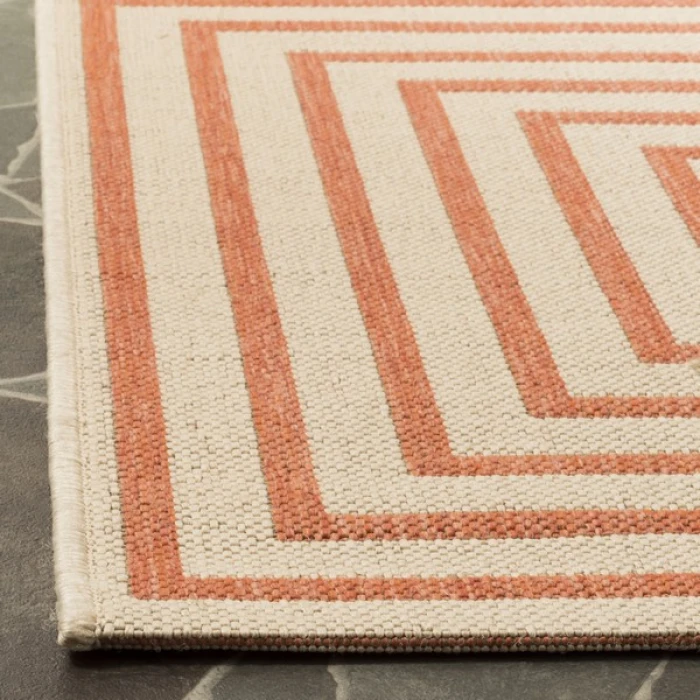 Safavieh Linden  Cream / Rust LND123 6 ft. 7 in. X 6 ft. 7 in. Round Rug