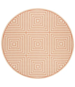 Safavieh Linden  Cream / Rust LND123 6 ft. 7 in. X 6 ft. 7 in. Round Rug