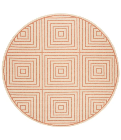 Safavieh Linden  Cream / Rust LND123 6 ft. 7 in. X 6 ft. 7 in. Round Rug