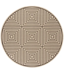 Safavieh Linden  Creme / Brown LND123 6 ft. 7 in. X 6 ft. 7 in. Round Rug