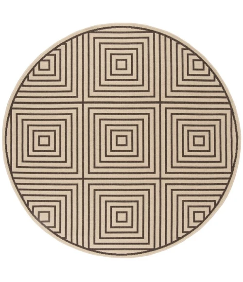 Safavieh Linden  Creme / Brown LND123 6 ft. 7 in. X 6 ft. 7 in. Round Rug