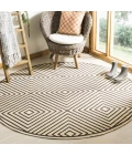 Safavieh Linden  Creme / Brown LND123 6 ft. 7 in. X 6 ft. 7 in. Round Rug