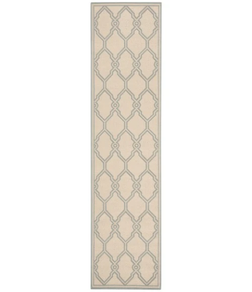 Safavieh Linden  Cream / Aqua LND124 2 ft. 2 in. X 8 ft. Runner Rug