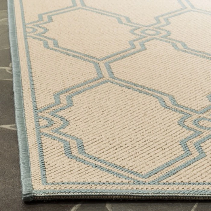 Safavieh Linden  Cream / Aqua LND124 9 ft. X 12 ft. Rectangle Rug