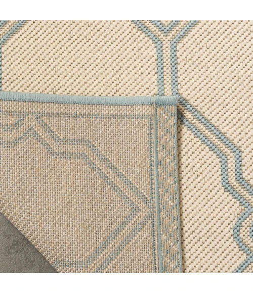 Safavieh Linden  Cream / Aqua LND124 6 ft. 7 in. X 6 ft. 7 in. Square Rug
