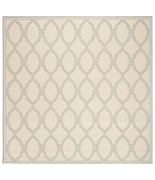 Safavieh Linden  Cream / Aqua LND124 6 ft. 7 in. X 6 ft. 7 in. Square Rug