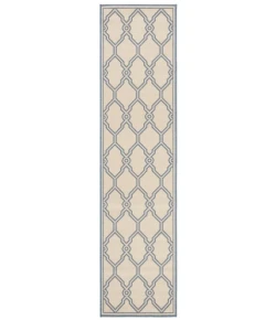 Safavieh Linden  Cream / Blue LND124 2 ft. 2 in. X 8 ft. Runner Rug