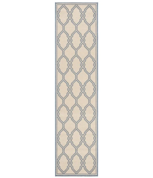 Safavieh Linden  Cream / Blue LND124 2 ft. 2 in. X 8 ft. Runner Rug