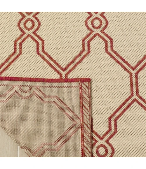 Safavieh Linden  Red / Creme LND124 6 ft. 7 in. X 6 ft. 7 in. Square Rug