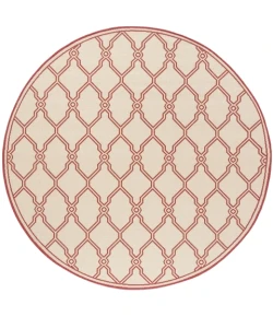 Safavieh Linden  Red / Creme LND124 6 ft. 7 in. X 6 ft. 7 in. Round Rug