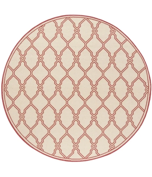Safavieh Linden  Red / Creme LND124 6 ft. 7 in. X 6 ft. 7 in. Round Rug