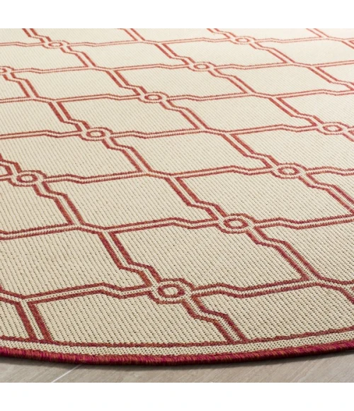 Safavieh Linden  Red / Creme LND124 6 ft. 7 in. X 6 ft. 7 in. Round Rug