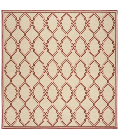 Safavieh Linden  Red / Creme LND124 6 ft. 7 in. X 6 ft. 7 in. Square Rug
