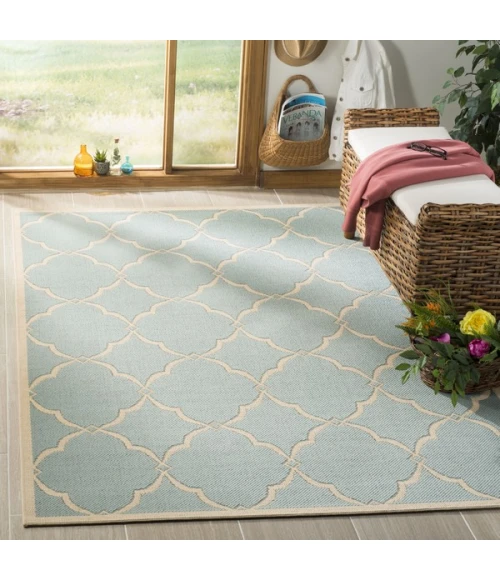 Safavieh Linden  Aqua / Cream LND125 9 ft. X 12 ft. Rectangle Rug