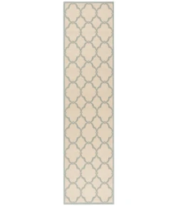 Safavieh Linden  Cream / Aqua LND125 2 ft. 2 in. X 8 ft. Runner Rug