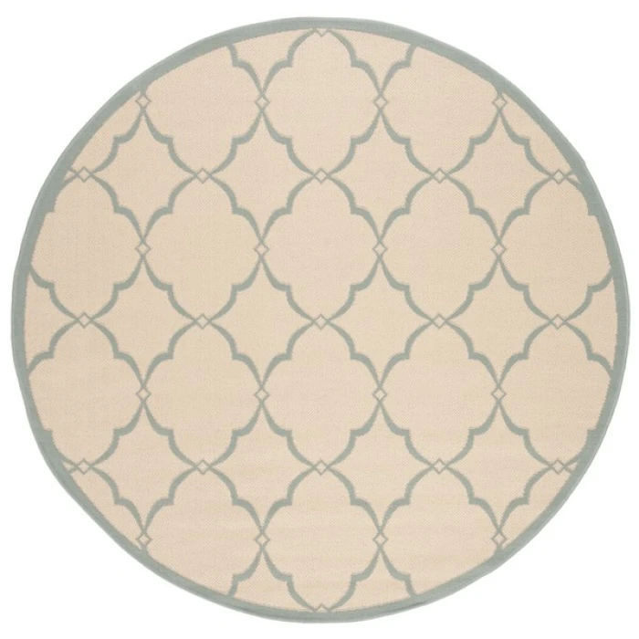 Safavieh Linden  Cream / Aqua LND125 6 ft. 7 in. X 6 ft. 7 in. Round Rug