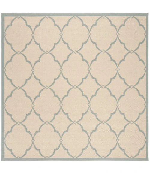 Safavieh Linden  Cream / Aqua LND125 6 ft. 7 in. X 6 ft. 7 in. Square Rug