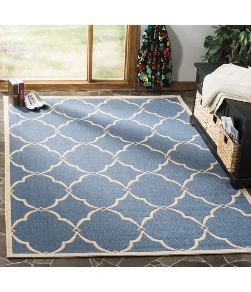 Safavieh Linden  Blue / Creme LND125 6 ft. 7 in. X 6 ft. 7 in. Square Rug