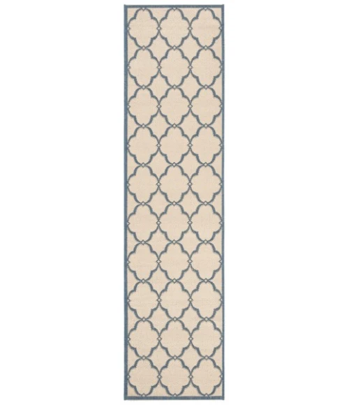 Safavieh Linden  Cream / Blue LND125 2 ft. 2 in. X 8 ft. Runner Rug