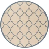 Safavieh Linden  Cream / Blue LND125 6 ft. 7 in. X 6 ft. 7 in. Round Rug
