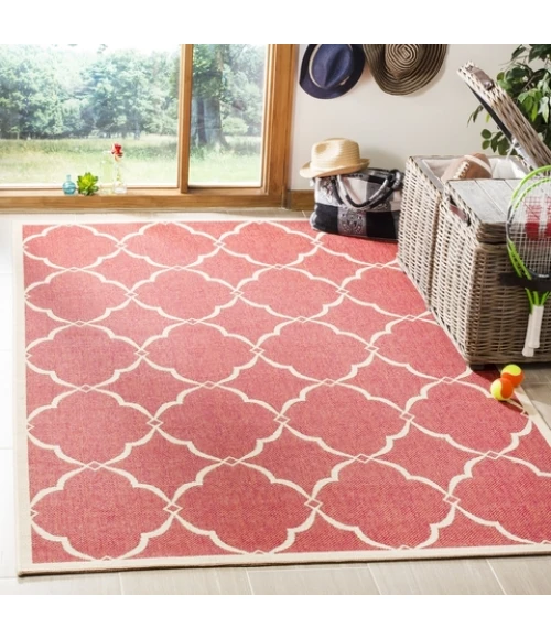 Safavieh Linden  Red / Creme LND125 6 ft. 7 in. X 6 ft. 7 in. Square Rug