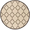 Safavieh Linden  Creme / Brown LND125 6 ft. 7 in. X 6 ft. 7 in. Round Rug