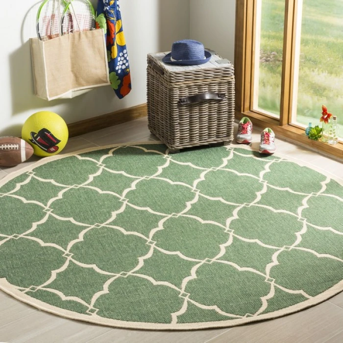 Safavieh Linden  Green / Creme LND125 6 ft. 7 in. X 6 ft. 7 in. Round Rug