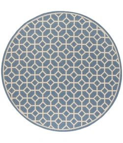 Safavieh Linden  Blue / Creme LND127 6 ft. 7 in. X 6 ft. 7 in. Round Rug