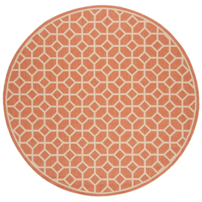 Safavieh Linden  Rust / Creme LND127 6 ft. 7 in. X 6 ft. 7 in. Round Rug