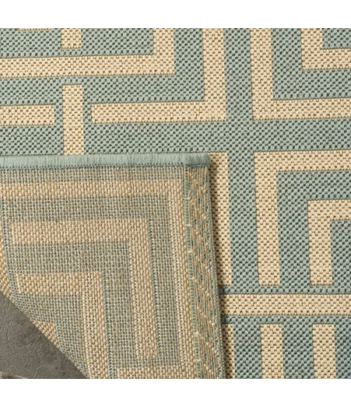 Safavieh Linden  Aqua / Cream LND128 6 ft. 7 in. X 6 ft. 7 in. Square Rug