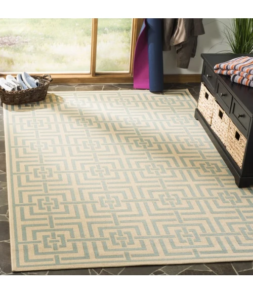 Safavieh Linden  Cream / Aqua LND128 4 ft. X 6 ft. Rectangle Rug