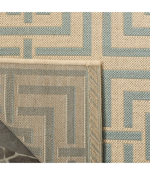 Safavieh Linden  Cream / Aqua LND128 4 ft. X 6 ft. Rectangle Rug