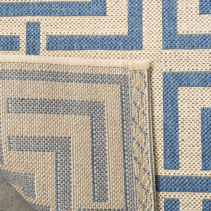 Safavieh Linden  Cream / Blue LND128 6 ft. 7 in. X 6 ft. 7 in. Square Rug