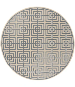 Safavieh Linden  Cream / Blue LND128 6 ft. 7 in. X 6 ft. 7 in. Round Rug