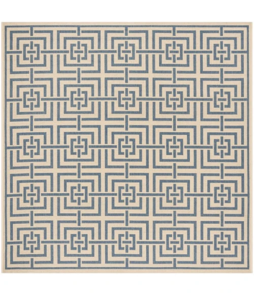 Safavieh Linden  Cream / Blue LND128 6 ft. 7 in. X 6 ft. 7 in. Square Rug