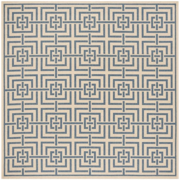 Safavieh Linden  Cream / Blue LND128 6 ft. 7 in. X 6 ft. 7 in. Square Rug