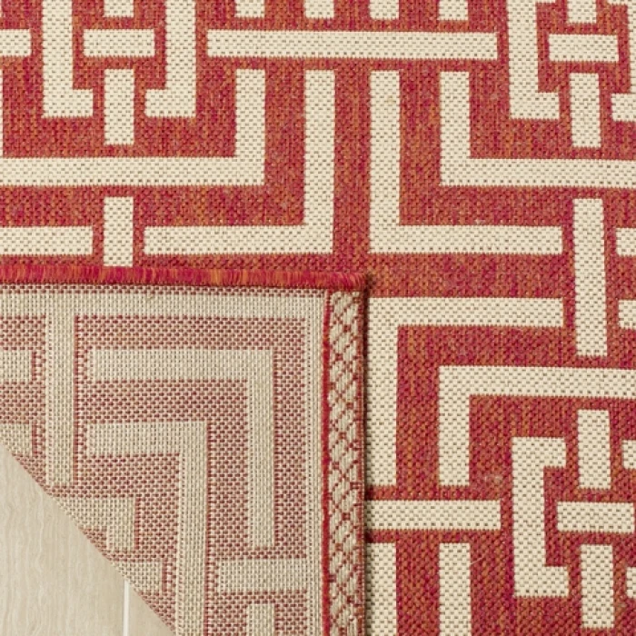Safavieh Linden  Red / Creme LND128 6 ft. 7 in. X 6 ft. 7 in. Square Rug