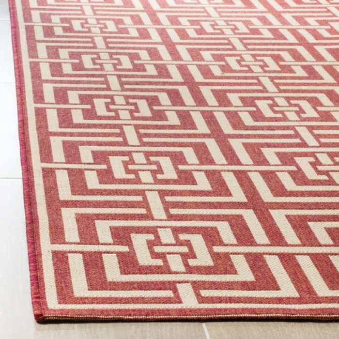 Safavieh Linden  Red / Creme LND128 6 ft. 7 in. X 6 ft. 7 in. Square Rug