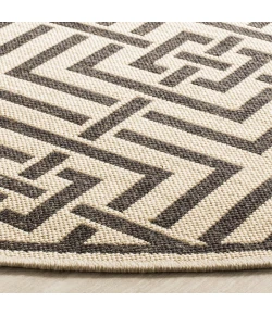 Safavieh Linden  Creme / Brown LND128 6 ft. 7 in. X 6 ft. 7 in. Round Rug