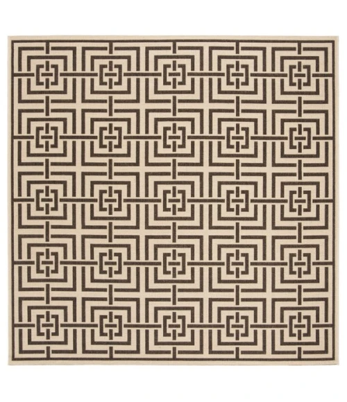 Safavieh Linden  Creme / Brown LND128 6 ft. 7 in. X 6 ft. 7 in. Square Rug