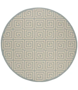 Safavieh Linden  Cream / Aqua LND129 6 ft. 7 in. X 6 ft. 7 in. Round Rug