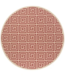 Safavieh Linden  Red / Creme LND129 6 ft. 7 in. X 6 ft. 7 in. Round Rug
