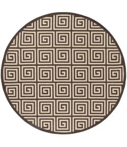 Safavieh Linden  Creme / Brown LND129 6 ft. 7 in. X 6 ft. 7 in. Round Rug