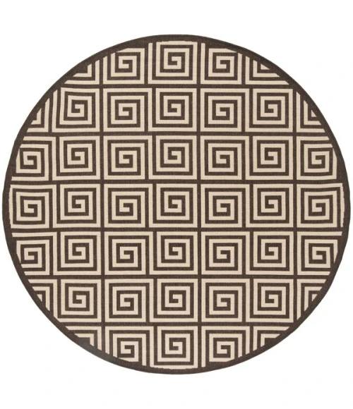 Safavieh Linden  Creme / Brown LND129 6 ft. 7 in. X 6 ft. 7 in. Round Rug