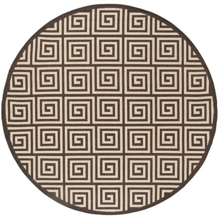 Safavieh Linden  Creme / Brown LND129 6 ft. 7 in. X 6 ft. 7 in. Round Rug