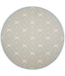 Safavieh Linden  Cream / Aqua LND132 6 ft. 7 in. X 6 ft. 7 in. Round Rug