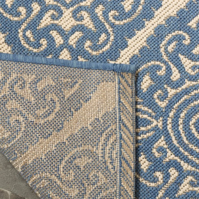 Safavieh Linden  Cream / Blue LND132 5 ft. 3 in. X 7 ft. 6 in. Rectangle Rug