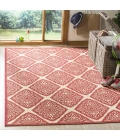 Safavieh Linden  Red / Creme LND132 6 ft. 7 in. X 6 ft. 7 in. Square Rug