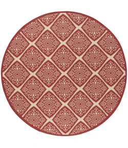 Safavieh Linden  Red / Creme LND132 6 ft. 7 in. X 6 ft. 7 in. Round Rug