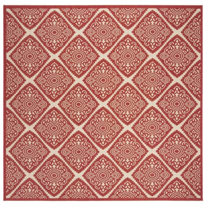 Safavieh Linden  Red / Creme LND132 6 ft. 7 in. X 6 ft. 7 in. Square Rug